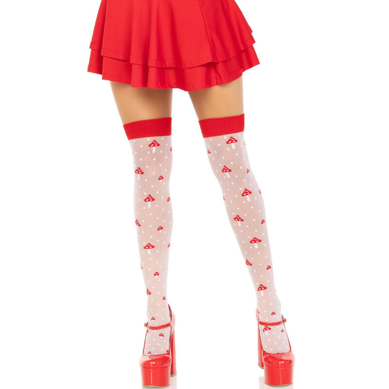 LEG AVENUE - RED/WHITE MUSHROOM OVER THE KNEE SOCKS