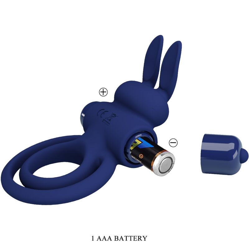 PRETTY LOVE - DAREY DOUBLE RING VIBRATING RABBIT BLUE