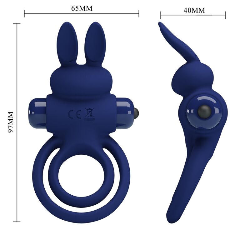 PRETTY LOVE - DAREY DOUBLE RING VIBRATING RABBIT BLUE