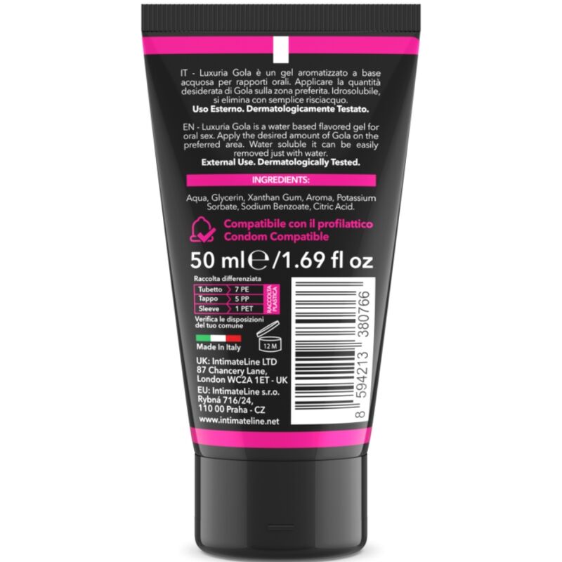 INTIMATELINE LUXURIA - ORAL SEX GEL CHERRY FLAVOUR 50 ML