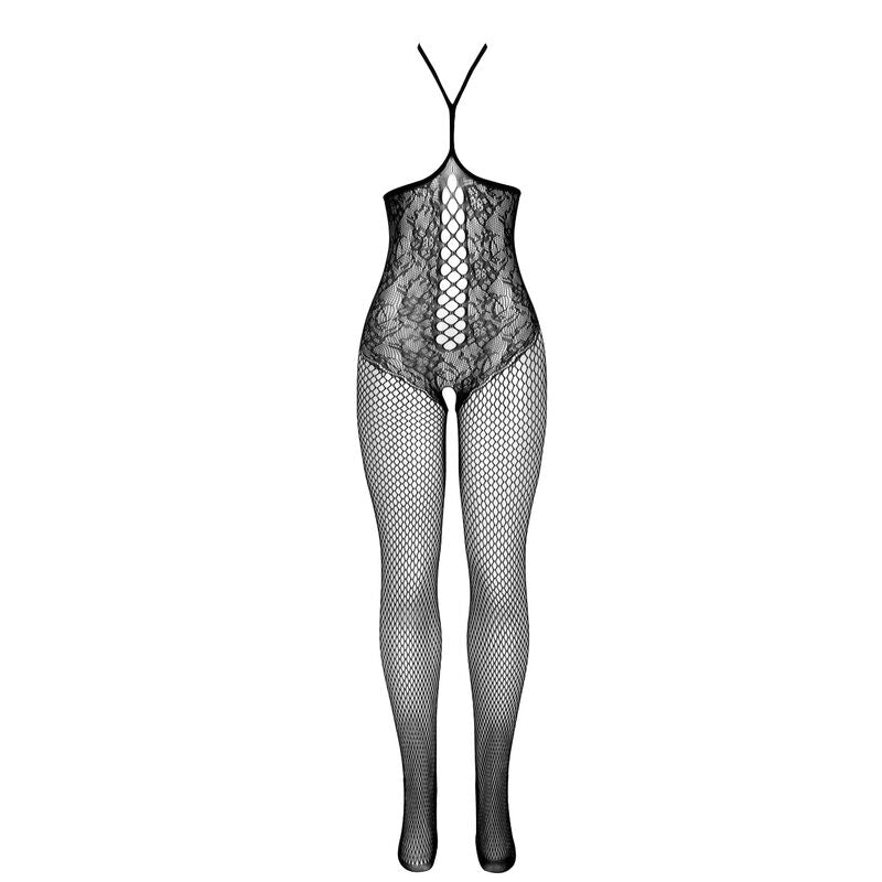 SUBBLIME - 951849 BLACK ONE SIZE OPEN FISHNET BODYSTOCKING WITH HALTER NECK