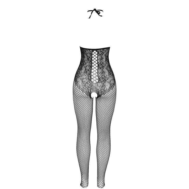 SUBBLIME - 951849 BLACK ONE SIZE OPEN FISHNET BODYSTOCKING WITH HALTER NECK