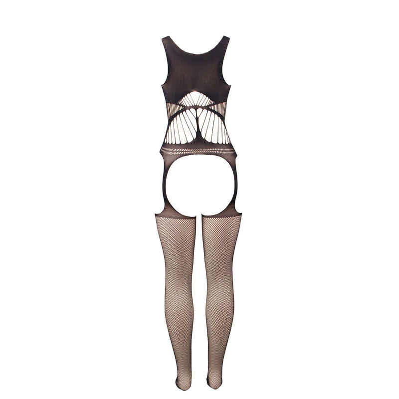 SUBBLIME - 951900 FURLESS FISHNET BODYSTOCKING WITH PADDED CUPS AND OPEN SHOULDERS BLACK ONE SIZE