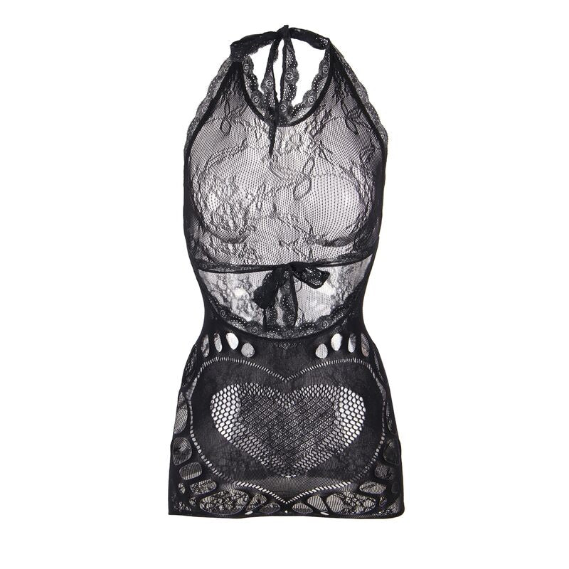 SUBBLIME - 952075 MESH MINI DRESS WITH BACK DETAIL AND BLACK HEART ONE SIZE