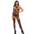 SUBBLIME - 952105 BLACK ONE SIZE FISHNET BODYSTOCKING WITH OPEN CROTCH AND HALTER NECK