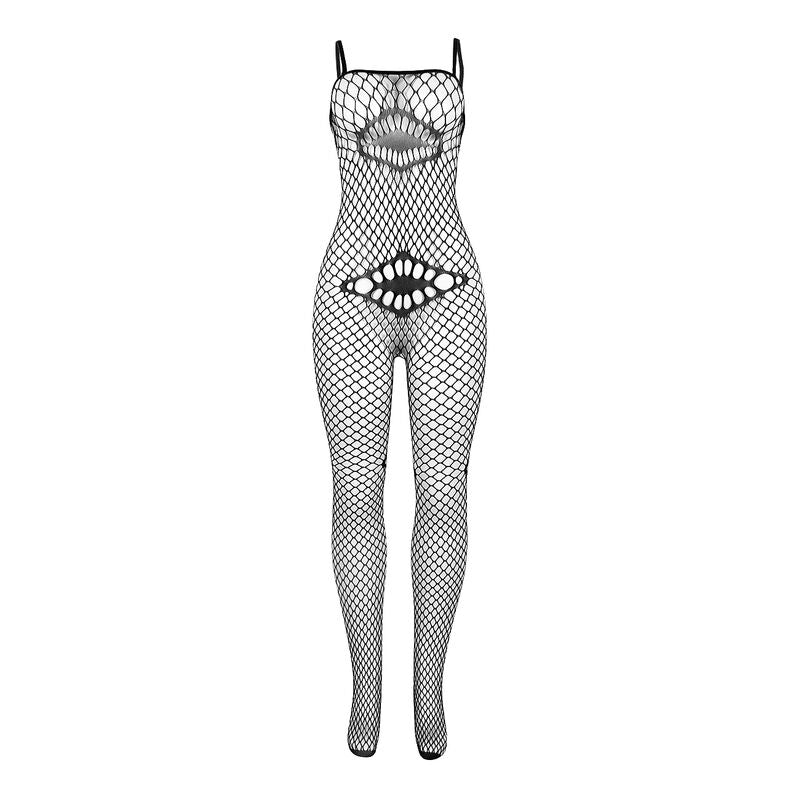 SUBBLIME - 952112 BLACK ONE SIZE FISHNET BODYSTOCKING WITH CHEST AND BELLY DETAILS
