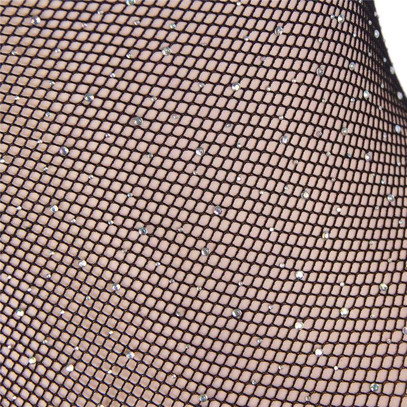SUBBLIME - 952297 SHIMMERING FISHNET BODYSUIT WITH BARE SHOULDERS LONG SLEEVES BLACK ONE SIZE