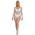 SUBBLIME - 952396 FISHNET BODYSUIT WITH DIAMONDS LONG SLEEVES WHITE ONE SIZE