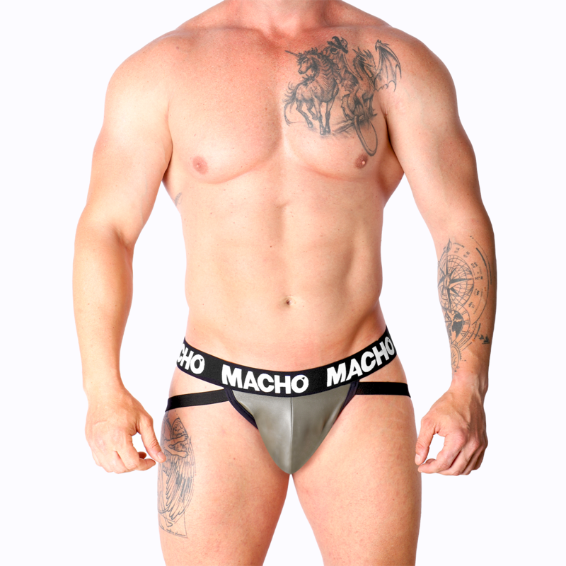 MACHO - MX27GR LEATHER JOCK GREY BEIGE L