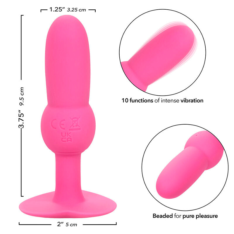 CALEXOTICS - FIRST TIME ANAL BEADED PROBE VIBRATING PLUG 10 FUNCTIONS PINK