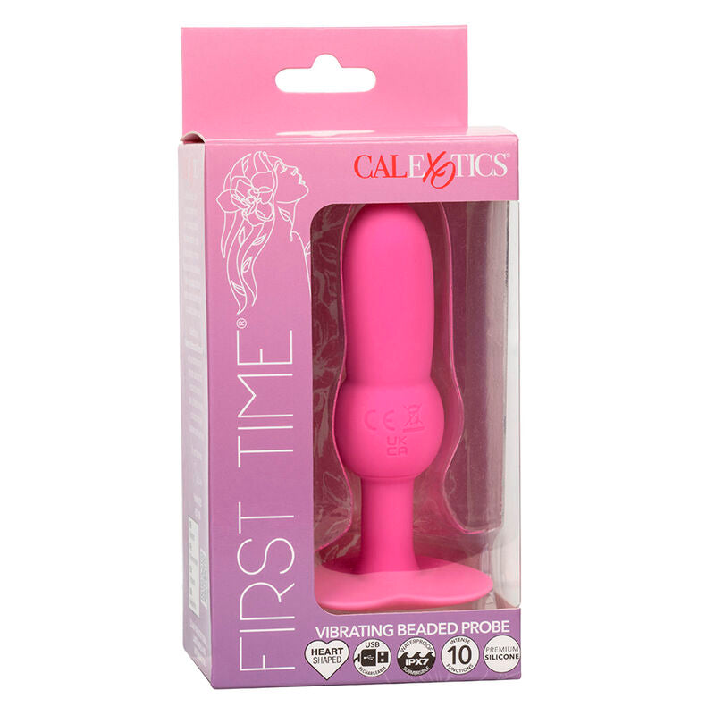 CALEXOTICS - FIRST TIME ANAL BEADED PROBE VIBRATING PLUG 10 FUNCTIONS PINK