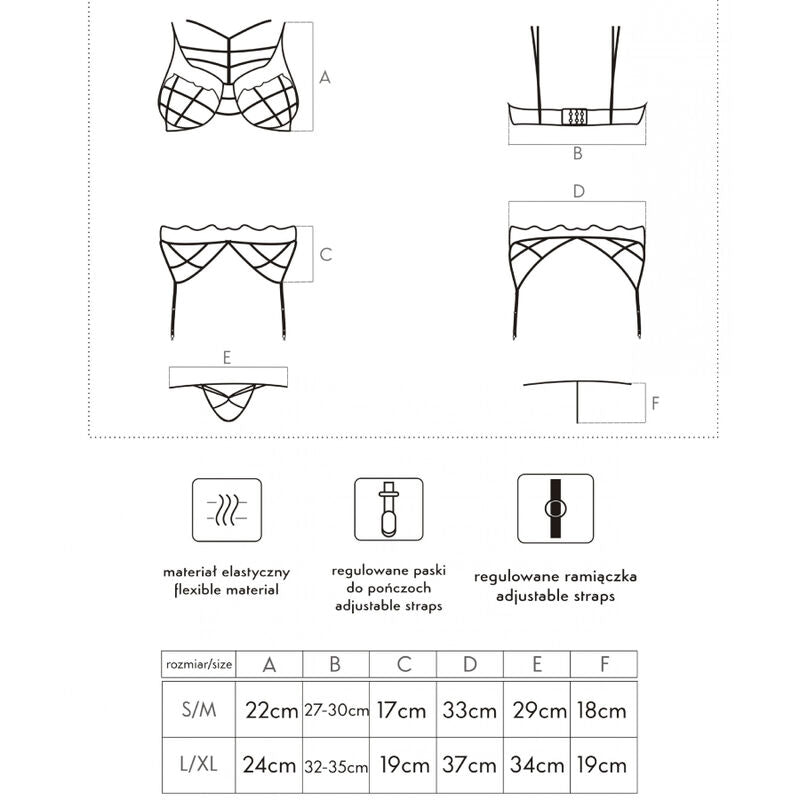 LIVCO CORSETTI FASHION - SOLEDAD LC 20217 SOUTIEN-GORGE + CULOTTE + JARRETIÈRE L/XL