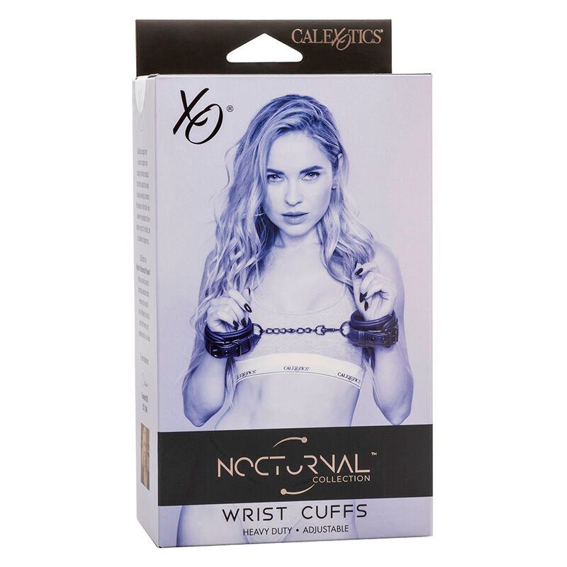 CALEXOTICS - NOCTURNAL ADJUSTABLE LEATHER WRIST CUFFS BLACK