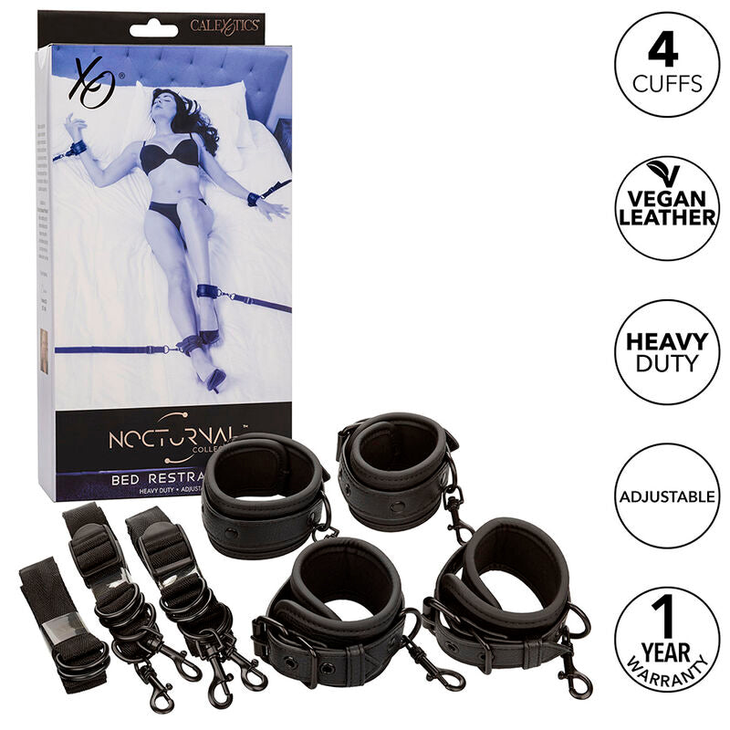 CALEXOTICS - NOCTURNAL BLACK LEATHER ADJUSTABLE BED RESTRAINT