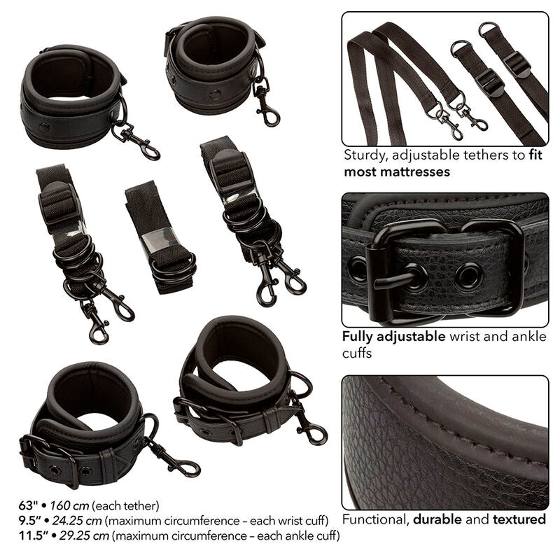 CALEXOTICS - NOCTURNAL BLACK LEATHER ADJUSTABLE BED RESTRAINT