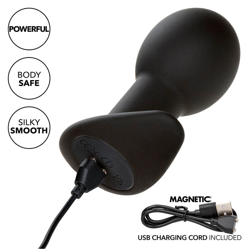 CALEXOTICS - ROCK BOTTOM ANAL PLUG 10 VIBRATIONS BLACK SILICONE