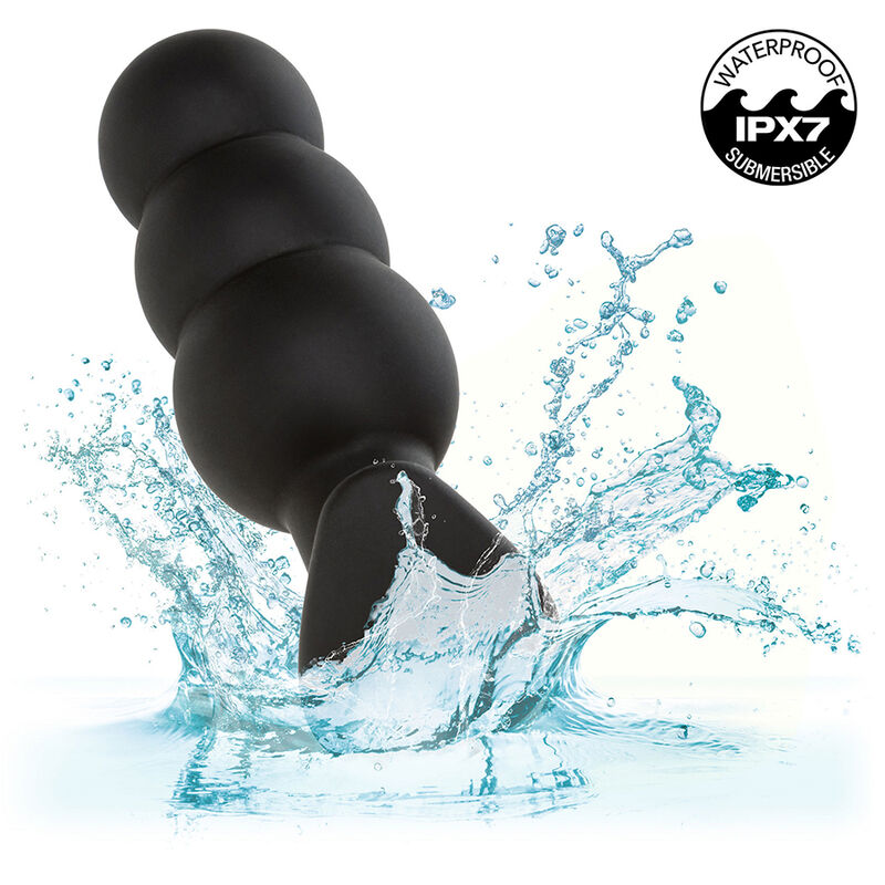 CALEXOTICS - ROCK BOTTOM PEARLED ANAL PLUG 10 VIBRATIONS BLACK SILICONE