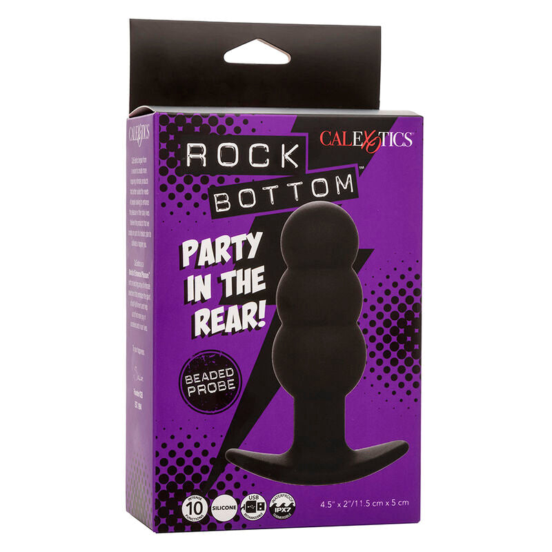 CALEXOTICS - ROCK BOTTOM PEARLED ANAL PLUG 10 VIBRATIONS BLACK SILICONE