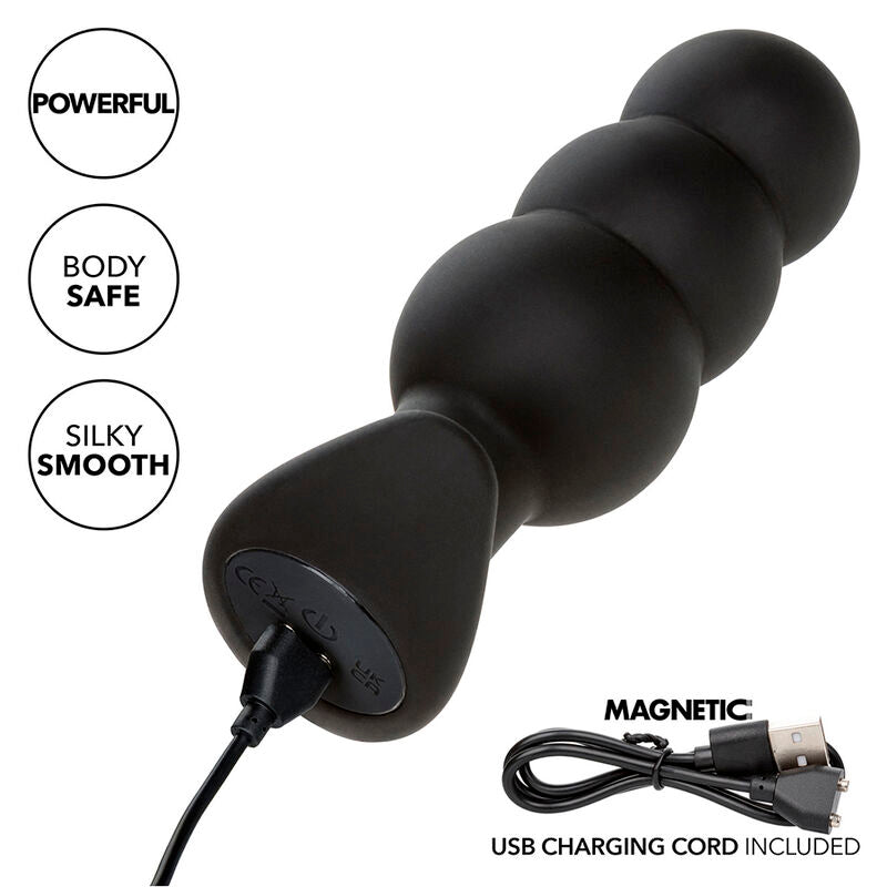 CALEXOTICS - ROCK BOTTOM PEARLED ANAL PLUG 10 VIBRATIONS BLACK SILICONE