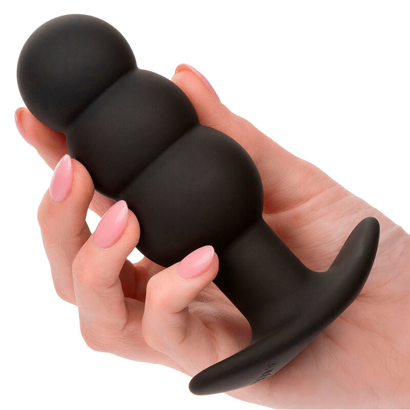 CALEXOTICS - ROCK BOTTOM PEARLED ANAL PLUG 10 VIBRATIONS BLACK SILICONE