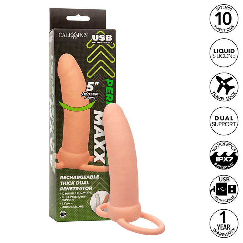 CALEXOTICS - MAXX THICK DOUBLE PENETRATOR 10 VIBRATIONS FLESH