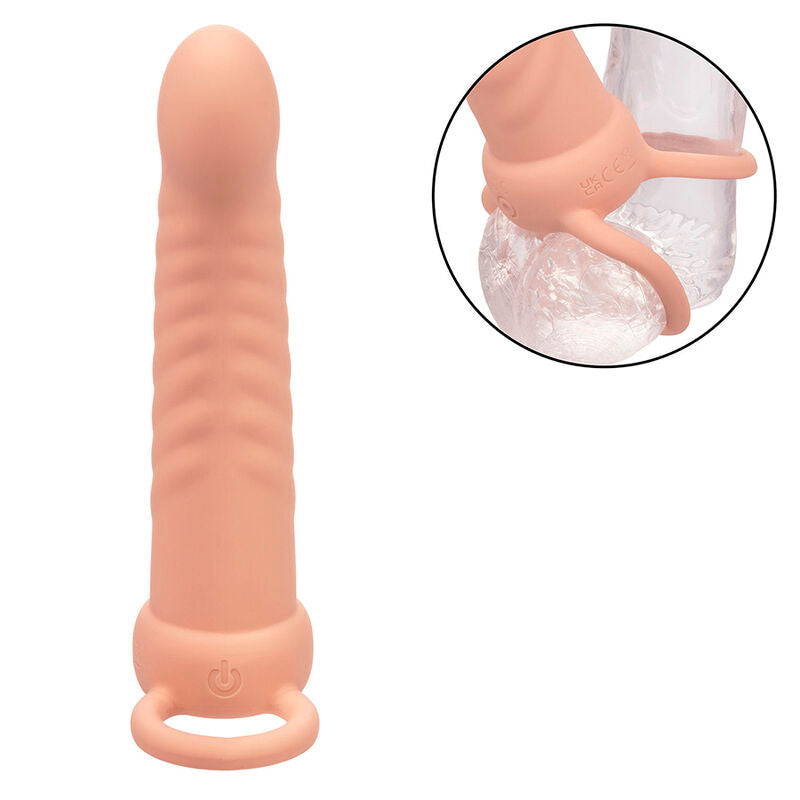 CALEXOTICS - MAXX DOUBLE PENETRATOR RIBBED 10 VIBRATIONS FLESH