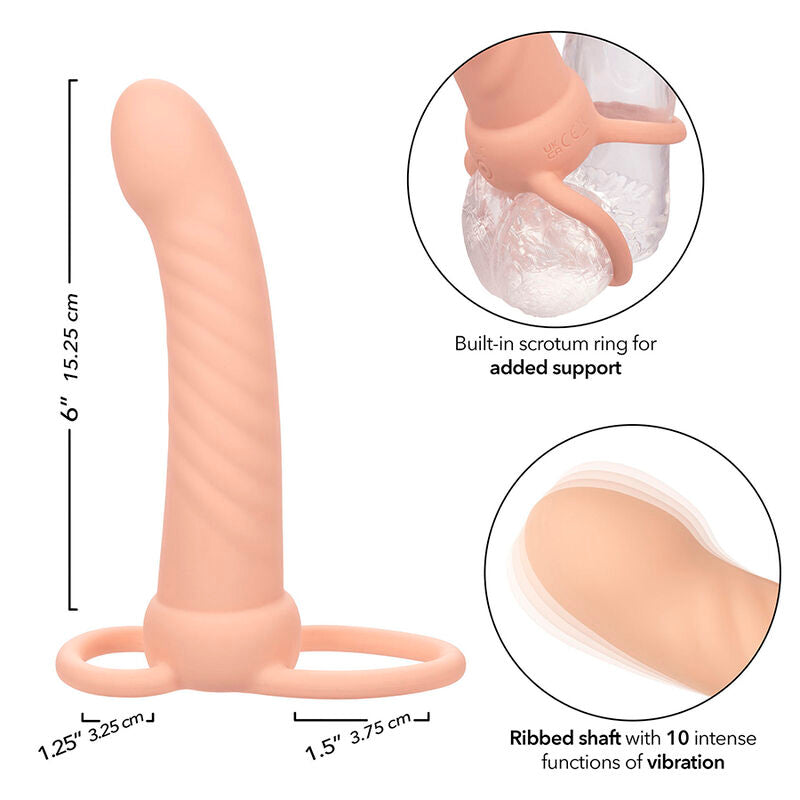 CALEXOTICS - MAXX DOUBLE PENETRATOR RIBBED 10 VIBRATIONS FLESH