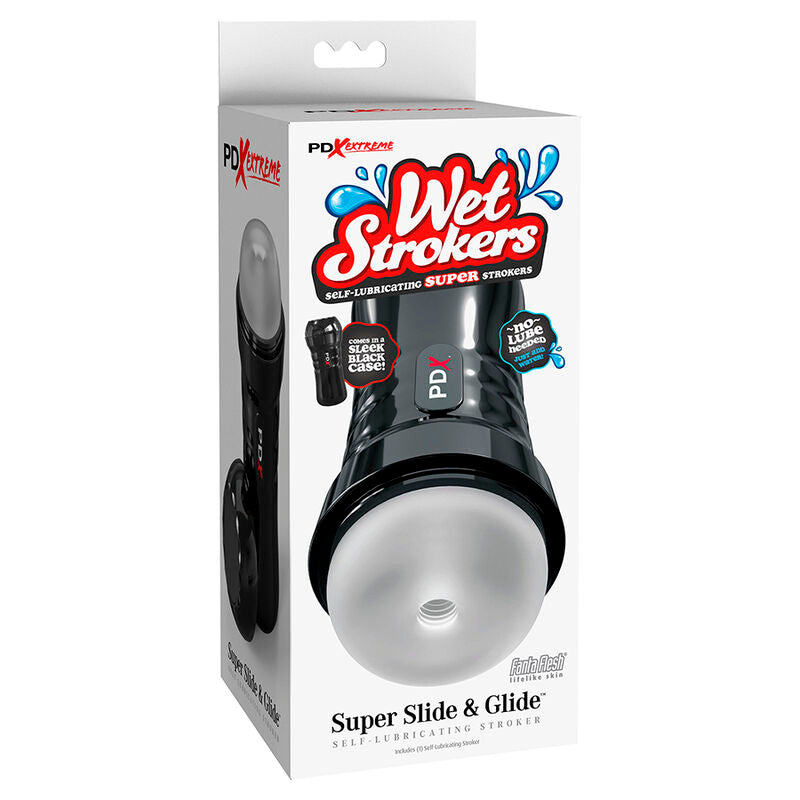 PDX EXTREME - SELF-LUBRICATING TRANSPARENT SLIDE & GLIDE MASTURBATOR