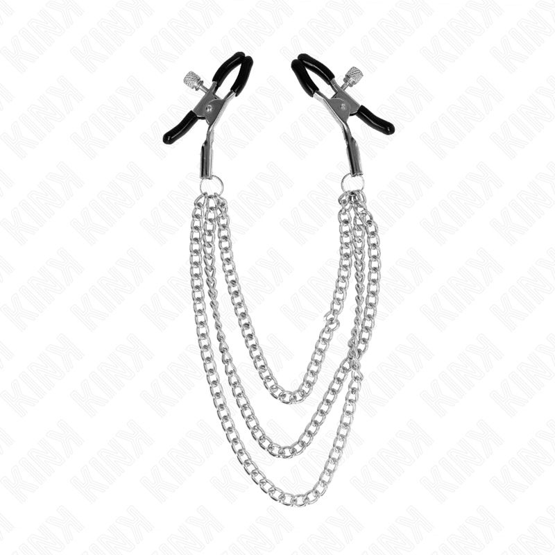KINK - METAL MANGLE CLAMPS WITH 3 SILVER CHAINS 20/23/28 CM
