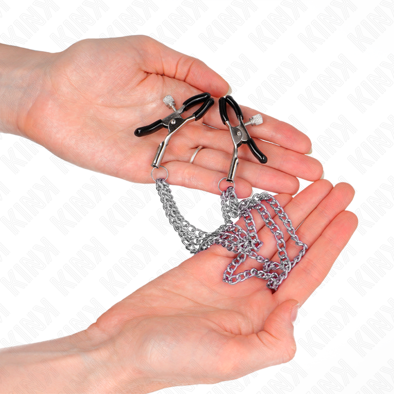 KINK - METAL MANGLE CLAMPS WITH 3 SILVER CHAINS 20/23/28 CM