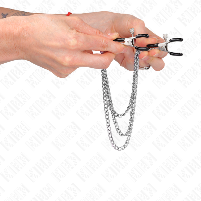 KINK - METAL MANGLE CLAMPS WITH 3 SILVER CHAINS 20/23/28 CM