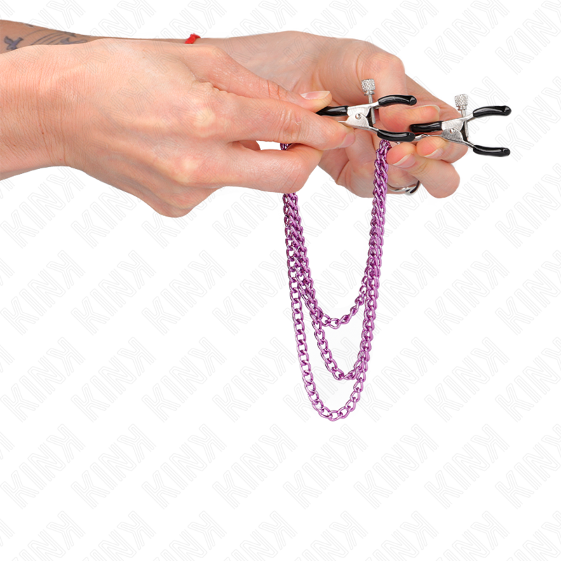 KINK - METAL HOBBY CLAMPS WITH 3 PURPLE CHAINS 20/23/28 CM