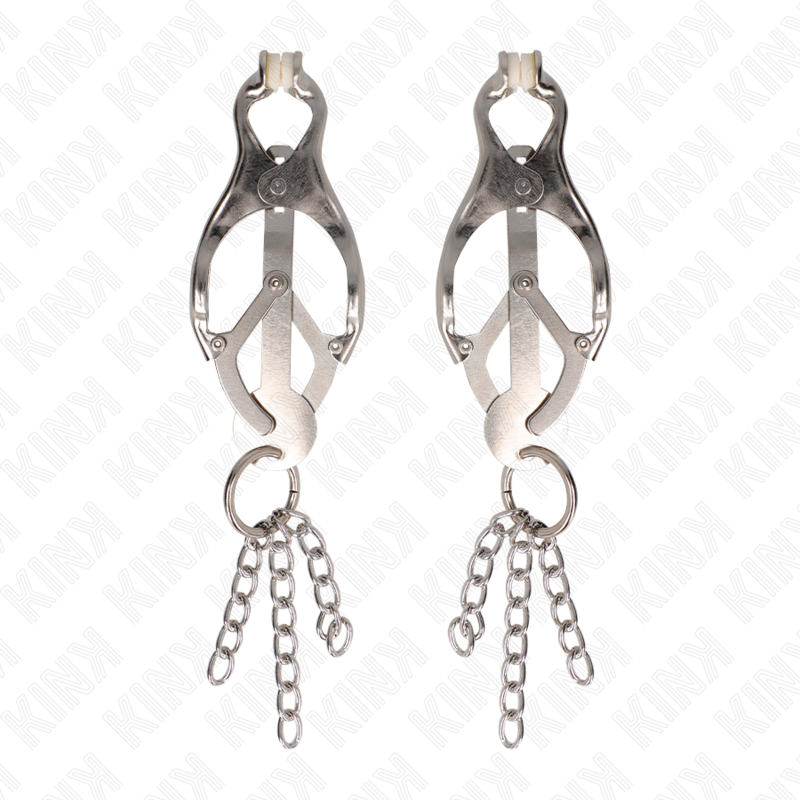 KINK - JAPANESE CLOVER HAIR CLIPS WITH SMALL SILVER CHAINS