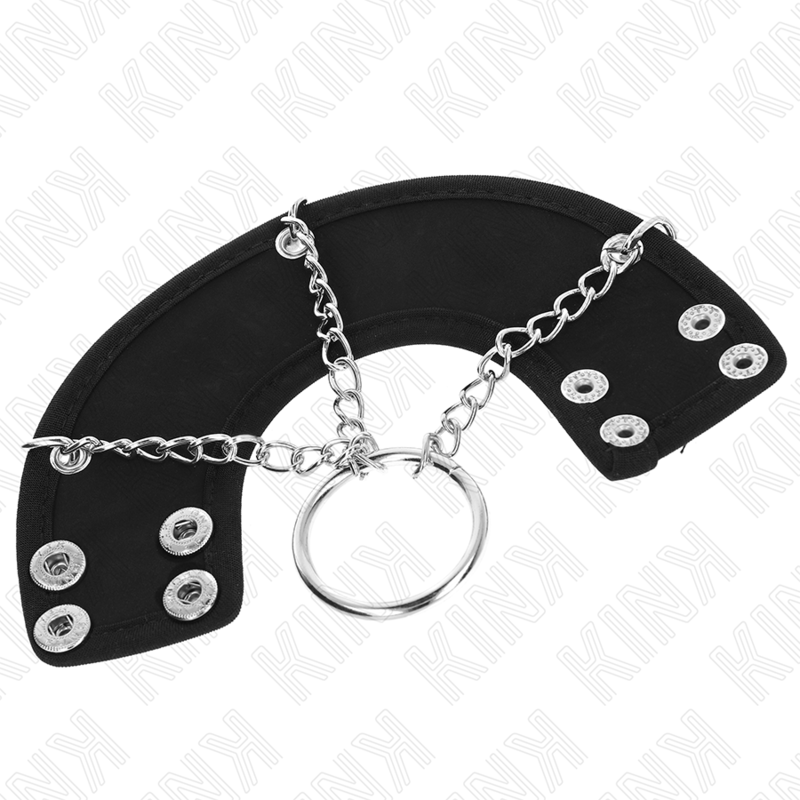 KINK - CHAINED COCK RING 4 CM 7 CM METAL WITH LEATHER BELT