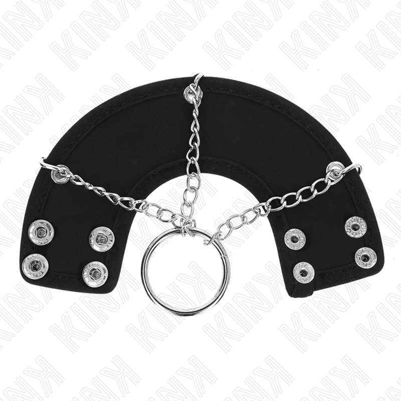 KINK - CHAINED COCK RING 4 CM 7 CM METAL WITH LEATHER BELT