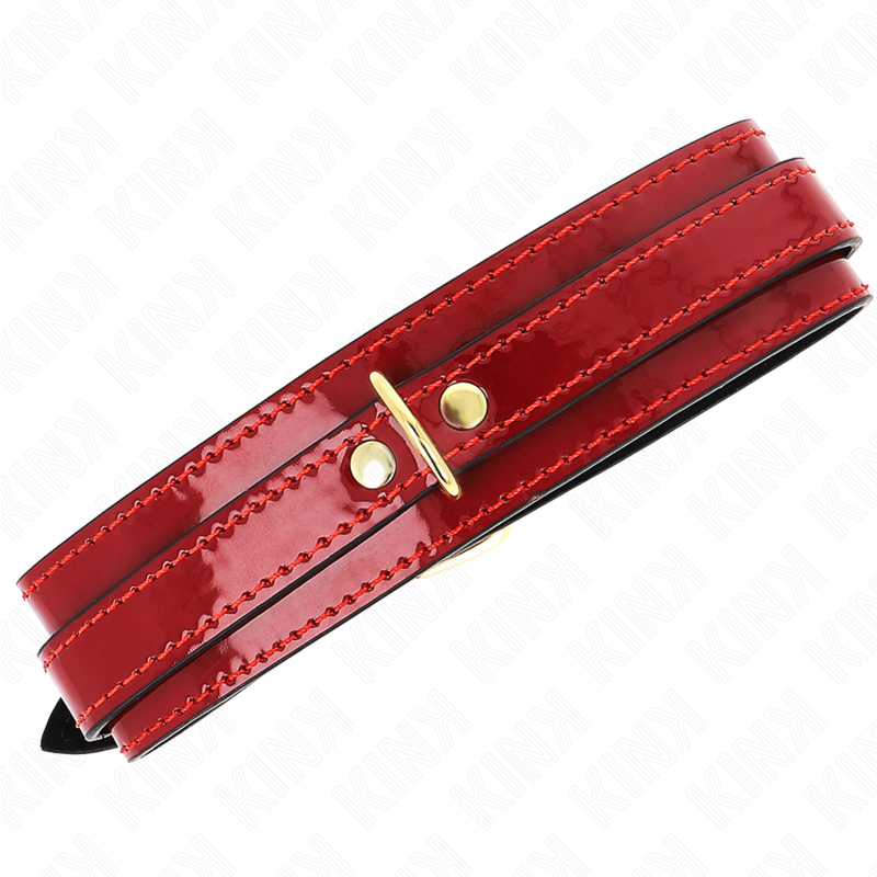 KINK - ADJUSTABLE BURGUNDY COLLAR WITH GOLD DETAILS 29-42.5 CM X 4 CM