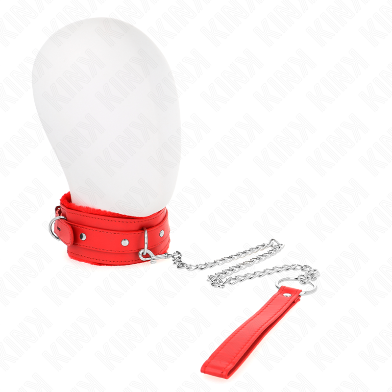 KINK - COLLAR WITH LEASH 65 CM WITH RESTRAINTS RED 36-42 CM X 5.5 CM