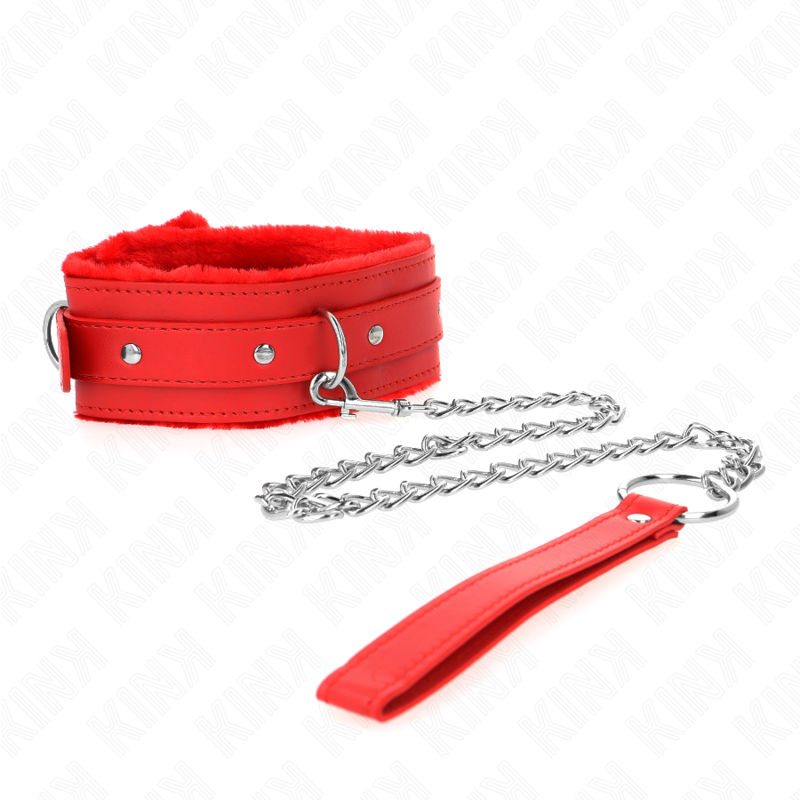 KINK - COLLAR WITH LEASH 65 CM WITH RESTRAINTS RED 36-42 CM X 5.5 CM