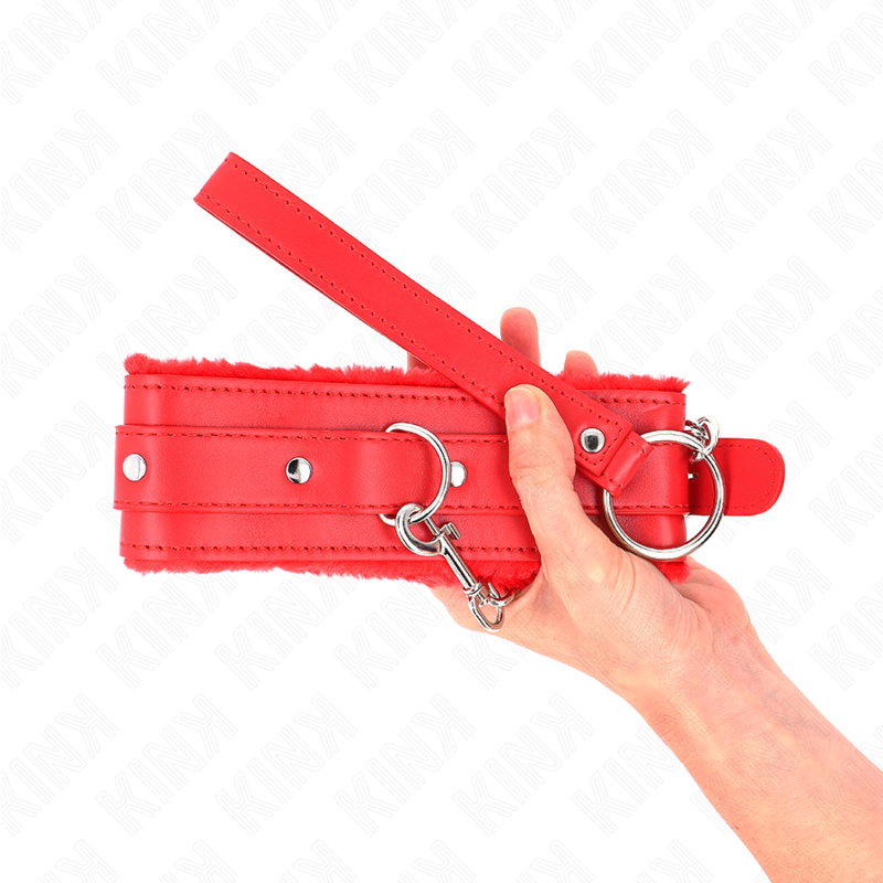 KINK - COLLAR WITH LEASH 65 CM WITH RESTRAINTS RED 36-42 CM X 5.5 CM