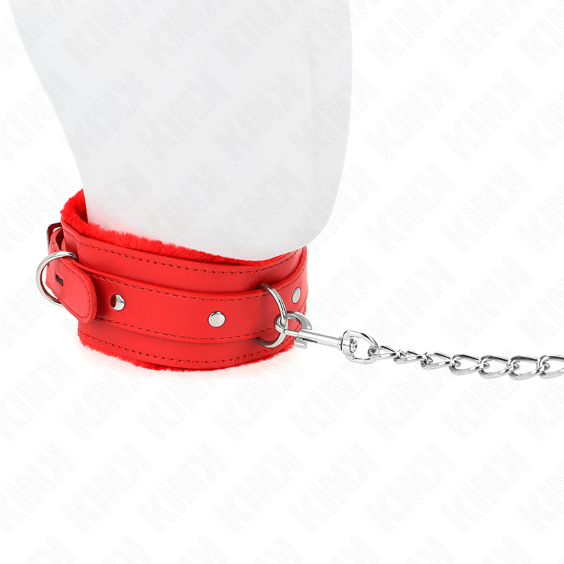 KINK - COLLAR WITH LEASH 65 CM WITH RESTRAINTS RED 36-42 CM X 5.5 CM