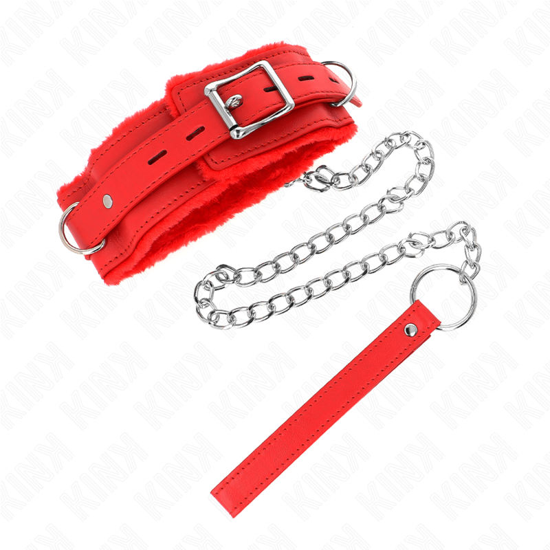 KINK - COLLAR WITH LEASH 65 CM WITH RESTRAINTS RED 36-42 CM X 5.5 CM
