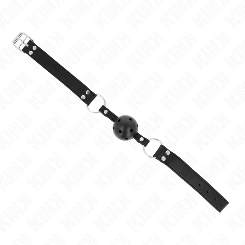 KINK - BREATHING GAG 4 CM WITH DOUBLE RIVET MODEL 1 BLACK 62.5 x 2.5 CM ADJUSTABLE 42-58 CM