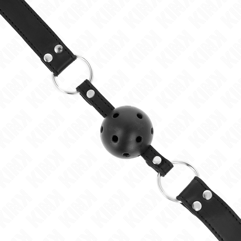 KINK - BREATHING GAG 4 CM WITH DOUBLE RIVET MODEL 1 BLACK 62.5 x 2.5 CM ADJUSTABLE 42-58 CM