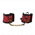 KINK - SCANDAL LACE RED-BLACK WRIST RESTRAINTS 24.5 CM X 6.5 CM