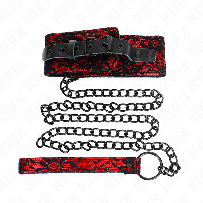 KINK - LACE COLLAR WITH BELT REAL LEATHER 105 CM / 44 X 5.5 CM