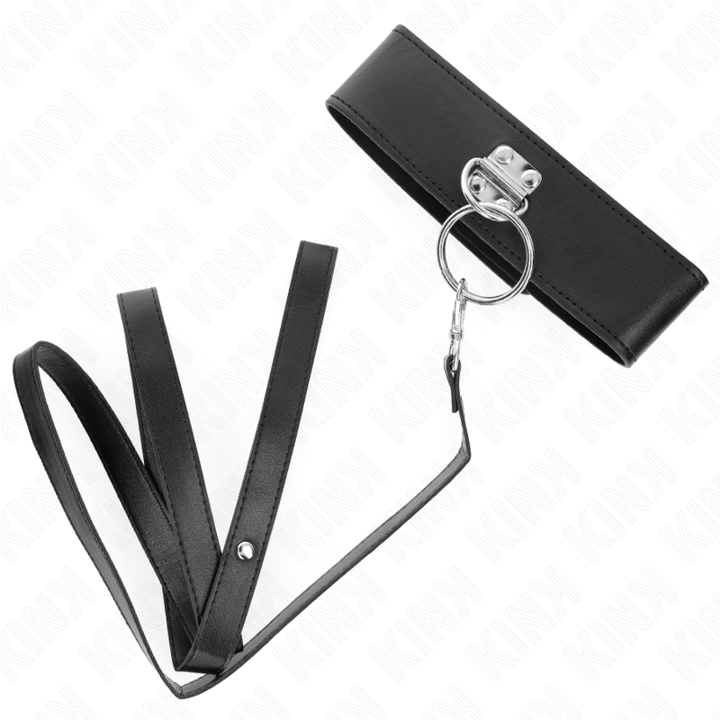KINK - STUDDED LEASH 116 CM COLLAR WITH LEATHER STRAP 50 X 5 CM