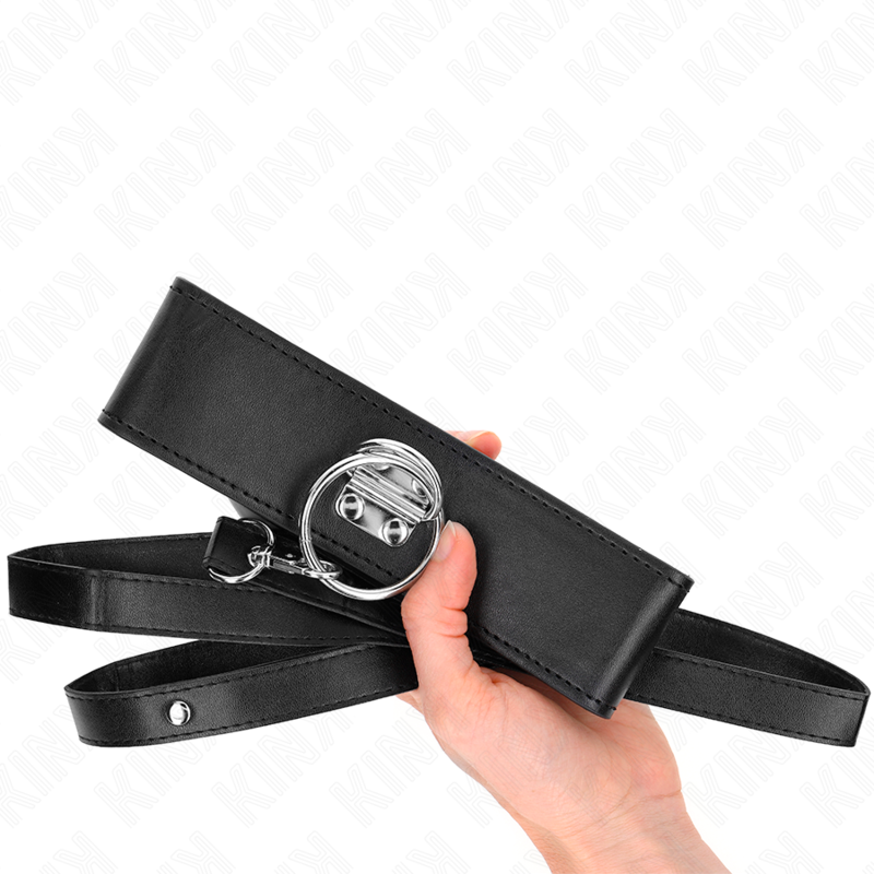 KINK - STUDDED LEASH 116 CM COLLAR WITH LEATHER STRAP 50 X 5 CM