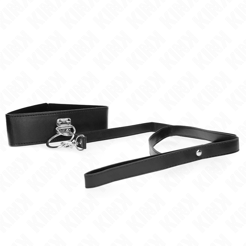 KINK - STUDDED LEASH 116 CM COLLAR WITH LEATHER STRAP 50 X 5 CM