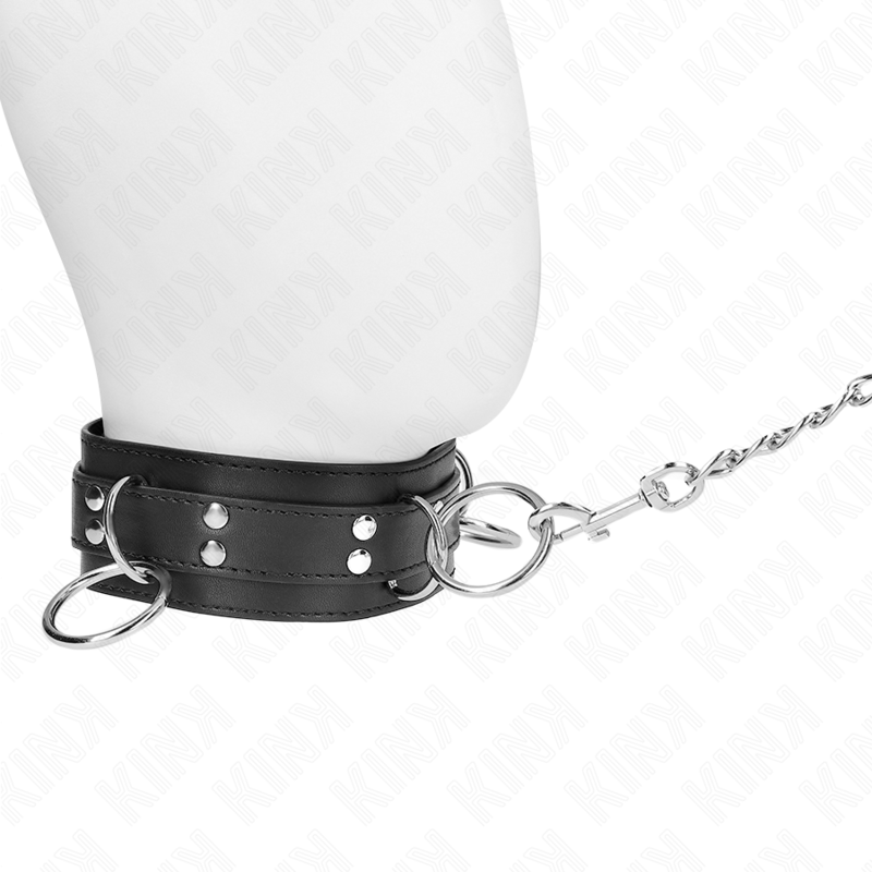 KINK - SLAVE COLLAR 3 RINGS WITH STRAP 80 CM 53 X 5 CM