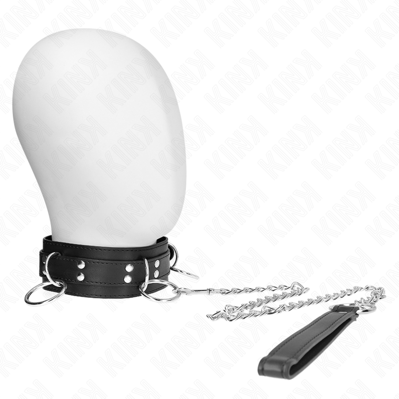 KINK - SLAVE COLLAR 3 RINGS WITH STRAP 80 CM 53 X 5 CM